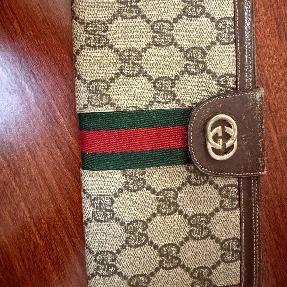 Gucci Tan and Brown Logo Wallet vintage